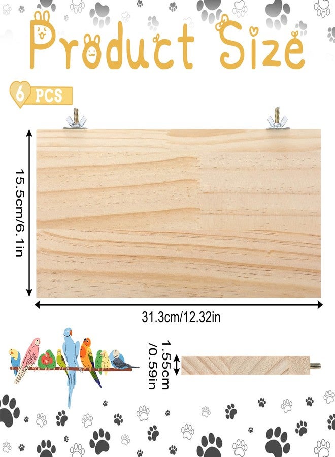 BOHUIZ 6 Pack Bird Perch Stand, Parrot Wood Platform 12.3×6.1 Inch Rectangle Wood Bird Platform for Parrots Birds Budgie Parakeet Cockatiel Hamster Chinchilla Gerbil - Image 2